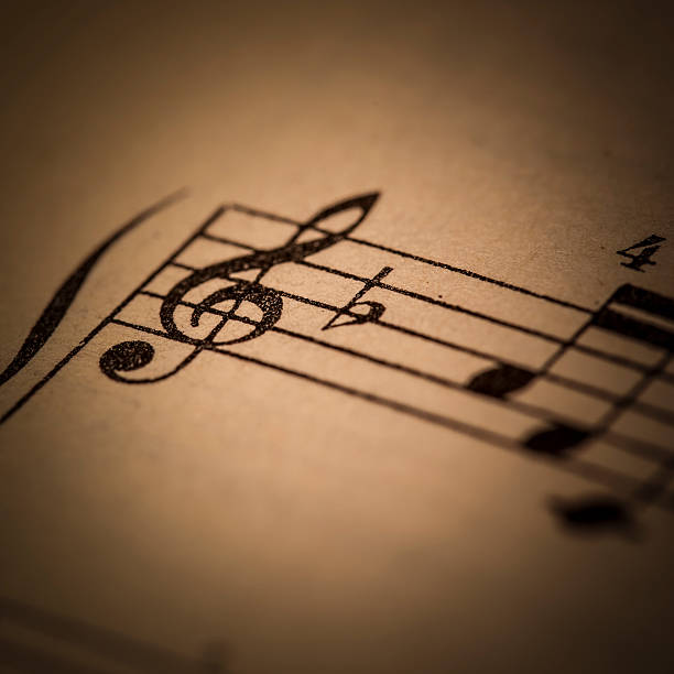 のビンテージ楽譜 - sheet music music musical staff paper ストックフォトと画像