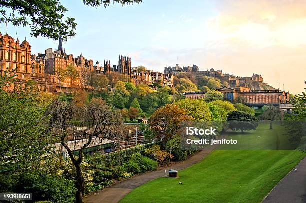 Edinburgh Old Town Scene At Sunset Stock Photo - Download Image Now - Edinburgh - Scotland, Princes Street Gardens, Castle