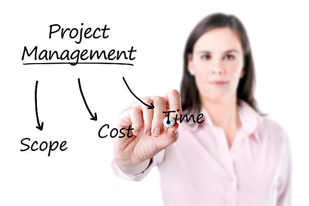 istock Young business woman writing project management concept. 493919085