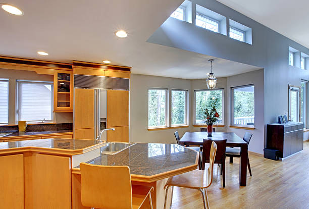 istock Large luxury modern wood kitchen with granite counter tops. 493919739