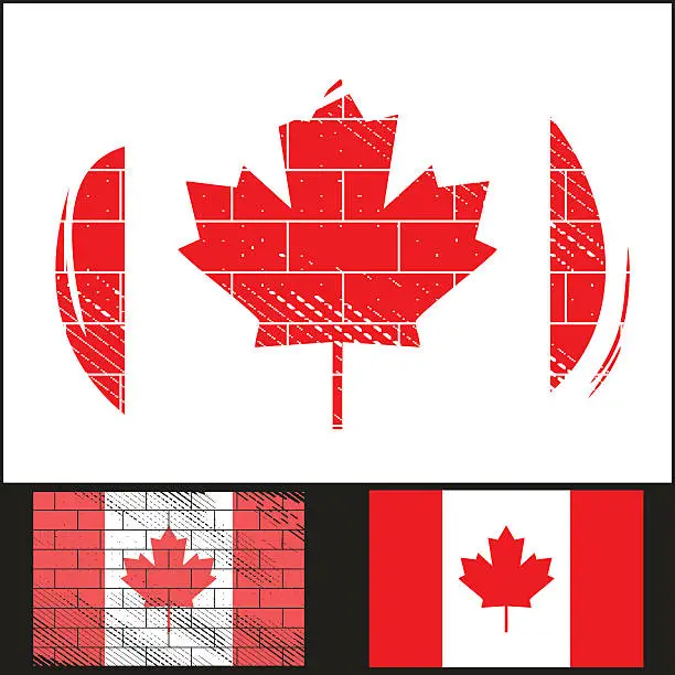 Vector illustration of Scratched flag of Canada