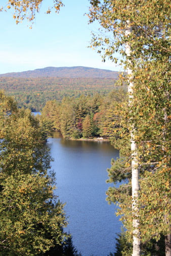 beautiful lakeside in Vermont at Indian summer