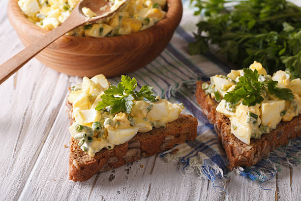 istock egg salad with onions and mayonnaise closeup. Horizontal 493928992