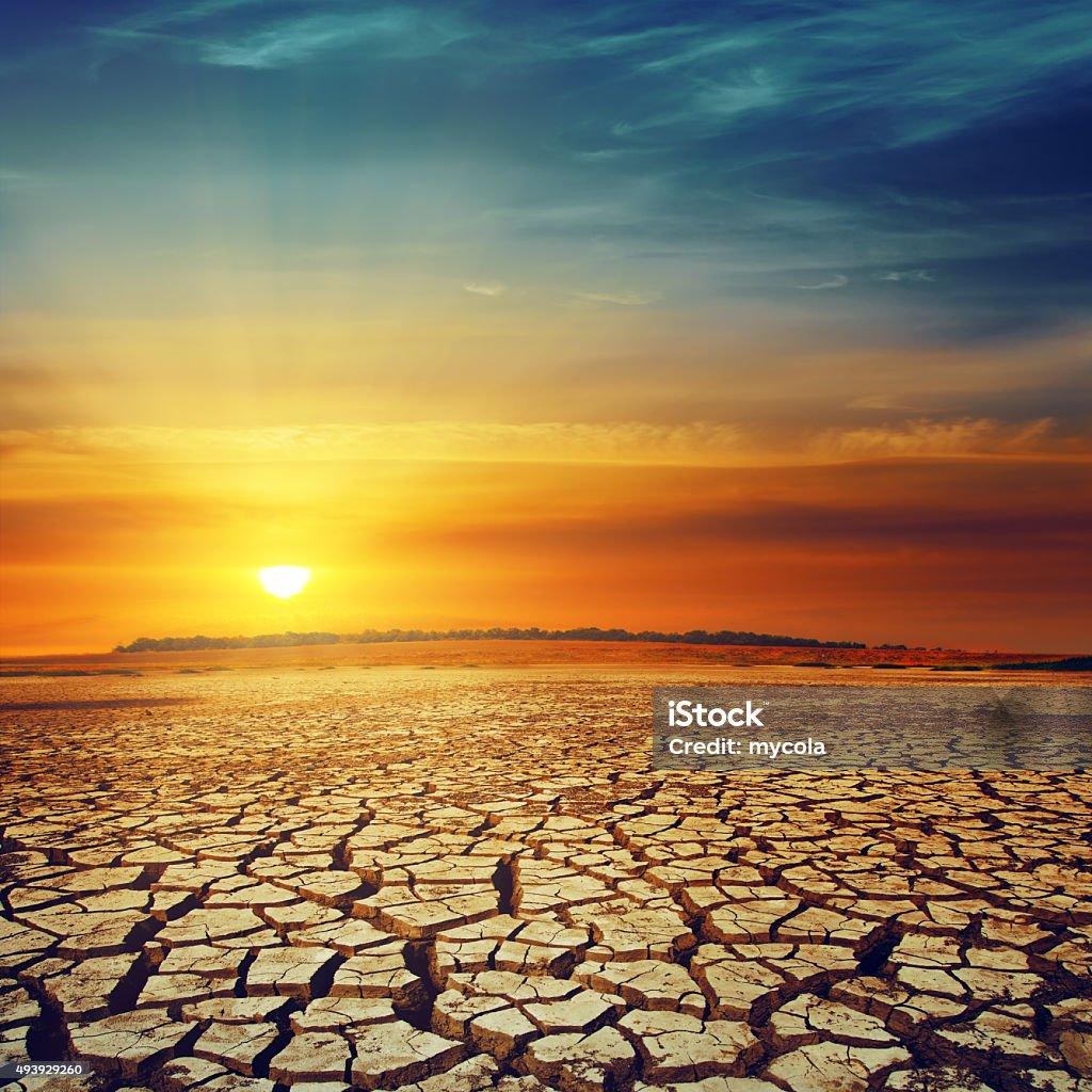drought land and sunset over it 2015 Stock Photo