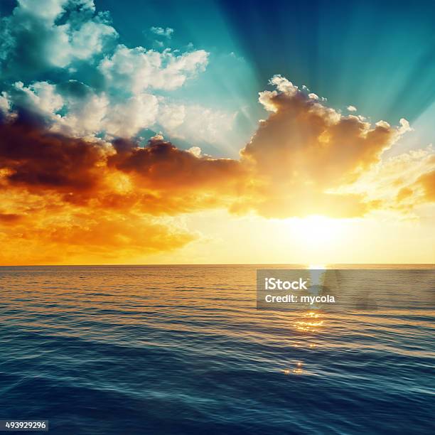 Beautiful Sunset Over The Sea Stock Photo - Download Image Now - Sea, Sun, Sunlight