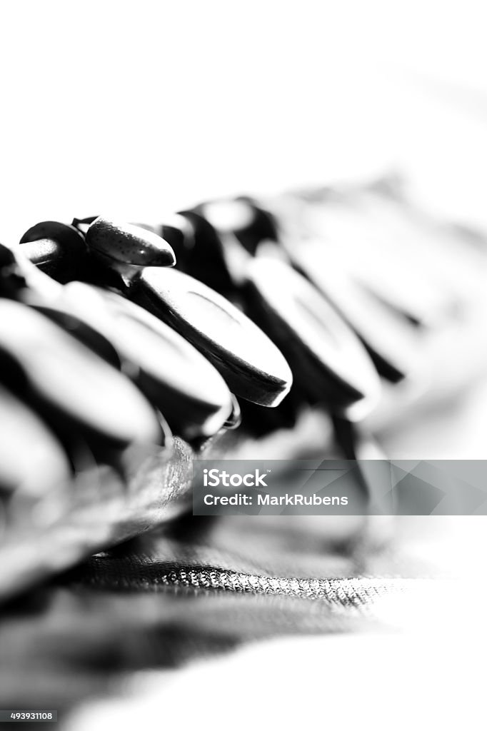 Old flute keys on white background 2015 Stock Photo