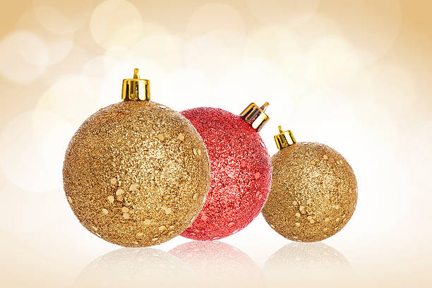 istock Golden and red Christmas baubles 493933330