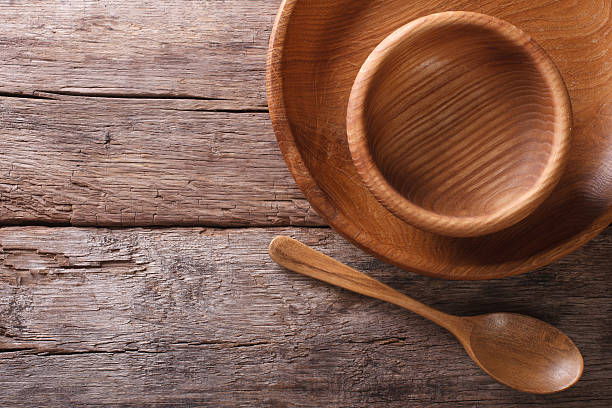 istock Wooden utensils in rustic style close-up. horizontal top view 493934080