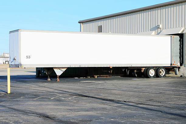 Trailer at a shipping dock stock photo