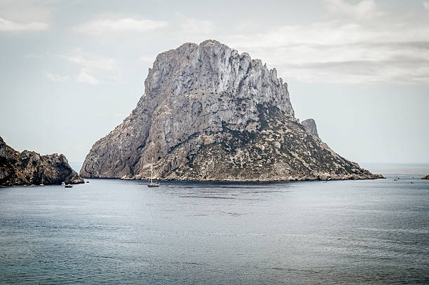 The islands and turquoise waters near Es Vedra Cala d'Hort in Ibiza, Spain.