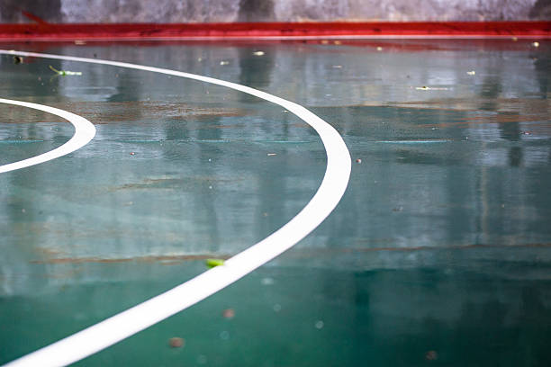 istock Close Up of Empty Basketball Field with Lines 493939142