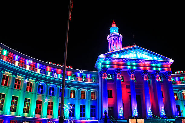 istock Denver City and County Building illuminated at night, Colorado. 493939542