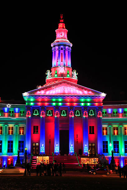 istock Denver City and County Building illuminated at night, Colorado. 493940070