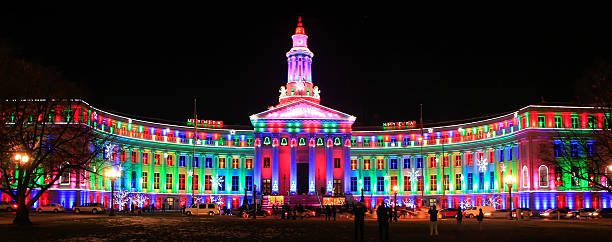 istock Denver City and County Building illuminated at night, Colorado. 493940176