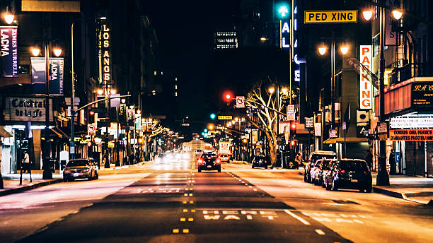 istock Los Angeles downtown by night. 493944826