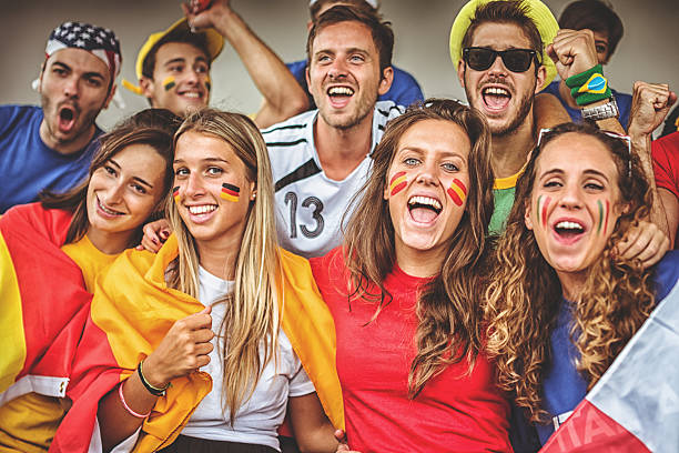istock mixed national world supporter at the soccer stadium 493953213