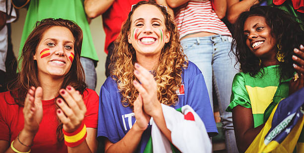istock mixed national world supporter at the soccer stadium 493953285