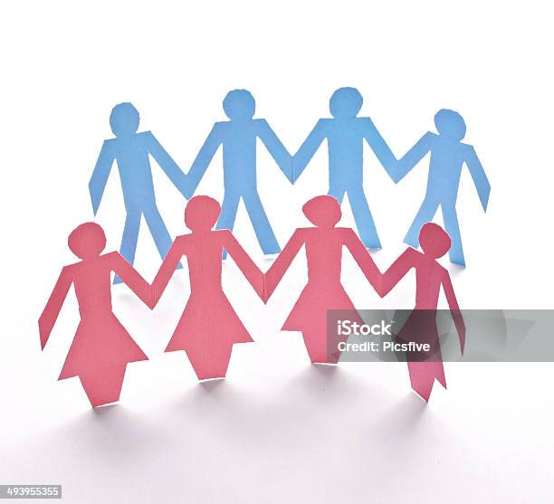 Cut Out Paper People Stock Photo - Download Image Now - Attached, Back Lit, Bonding