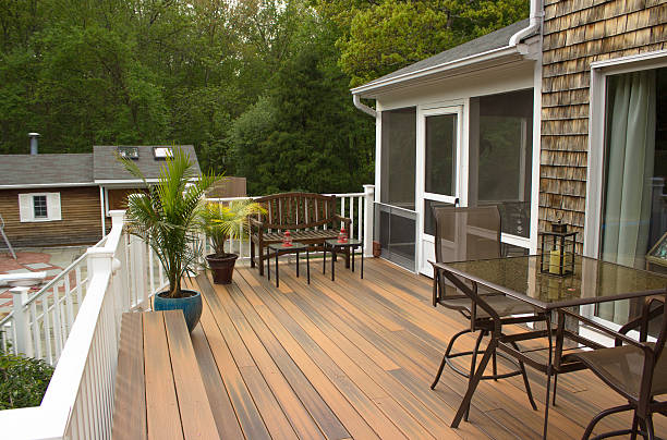Outdoor Deck A well put together outdoor deck railing photos stock pictures, royalty-free photos & images