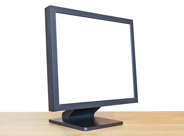 istock side view of display with cut out screen on table 493955627