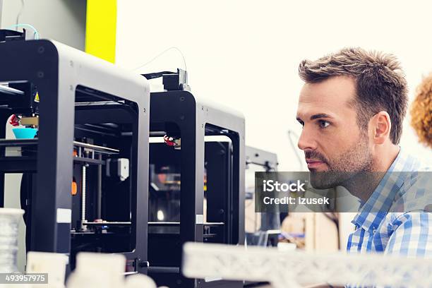 3d Printer Office Stock Photo - Download Image Now - 3D Printing, Three Dimensional, Engineer