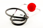 stethoscope with red clown nose