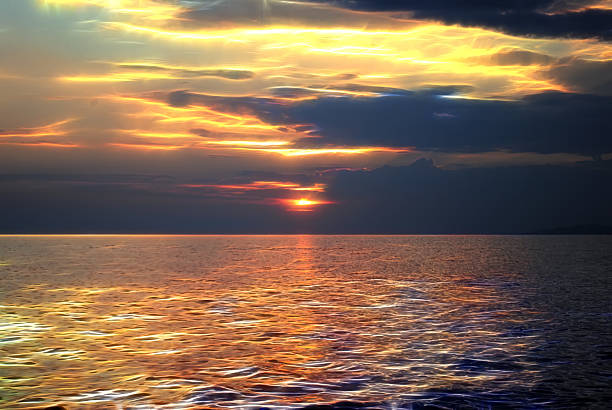 istock Beautiful sunset above the sea 493959405