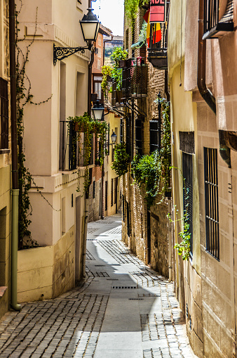 Narrow medieval street in Toledo, Spain