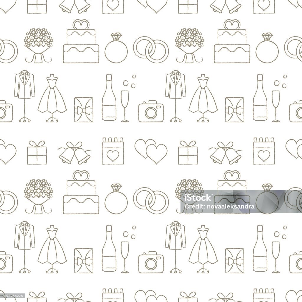 Hand Drawn Wedding Themed Vector Seamless Pattern Background 1 Stock ...