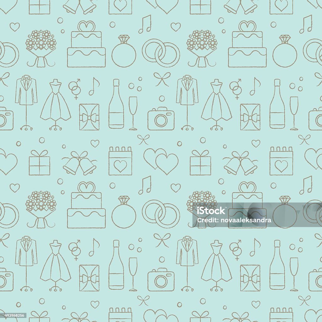 Hand Drawn Wedding Themed Vector Seamless Pattern Background 2 Stock ...
