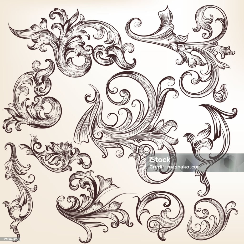 Vector Calligrams Vector Set Of Calligraphic Elements For Design Calligraphic Vec Stock ...