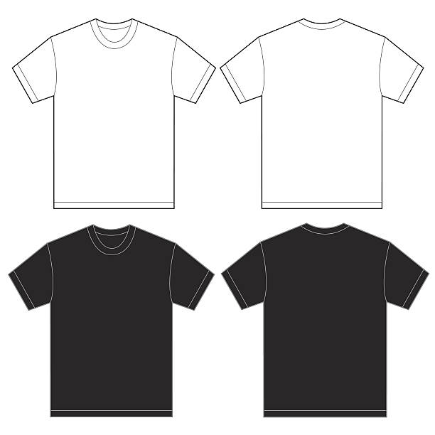 ilustrações, clipart, desenhos animados e ícones de preto e branco camisa modelo de design para homens - camiseta