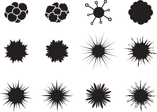 set of cancer cell в плоский ст�иль. бактерии, заболевания - biohazard symbol computer bug biology virus stock illustrations