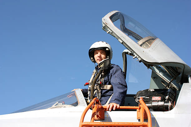 istock The military pilot in the plane 493971390