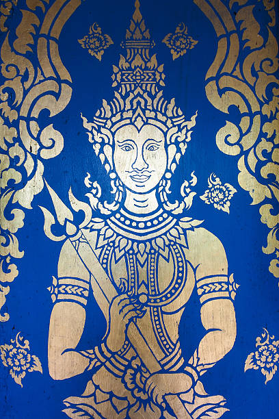 istock Ancient Thai art painting on temple ceiling 493972894