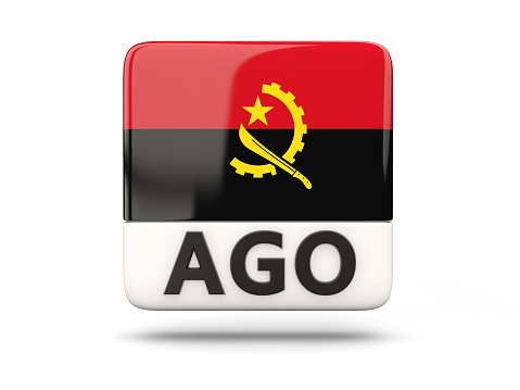 Square icon with flag of angola and ISO code