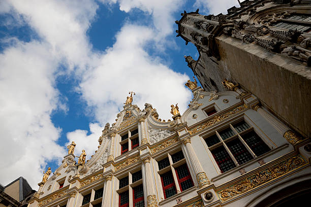 Looking up at Old Civil Registry (Oude Burgerlijke Griffie) in Bruges, Belgium
