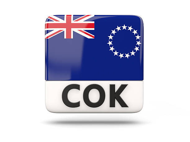 istock Square icon with flag of cook islands 493974278