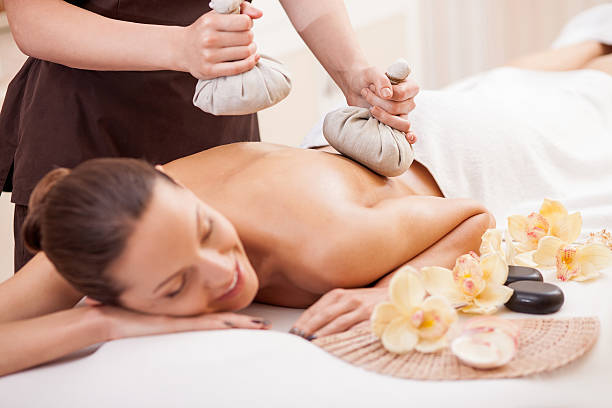 istock Cheerful lady is getting skin care treatment 493974620