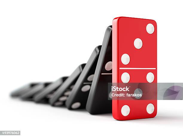 Domino Effect Stock Photo - Download Image Now - Domino, Black Color, Standing