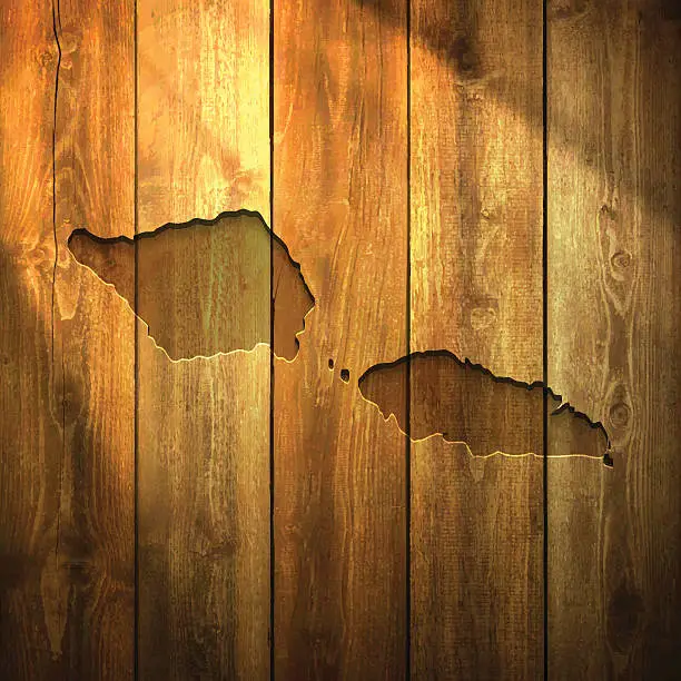 Vector illustration of Samoa Map on lit Wooden Background