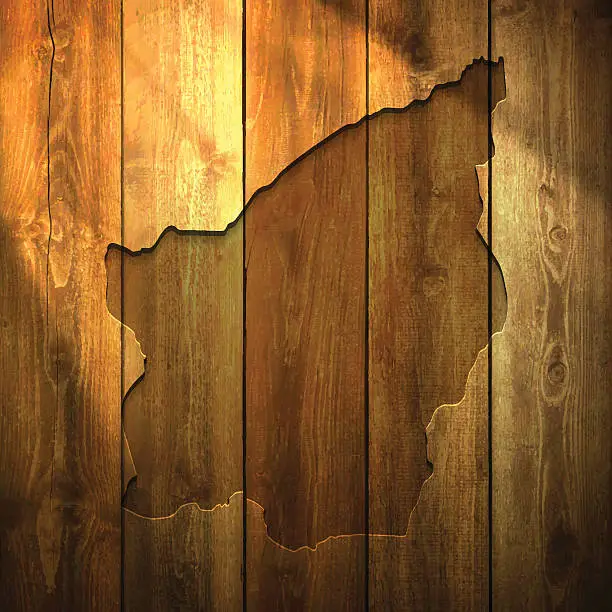 Vector illustration of San Marino Map on lit Wooden Background