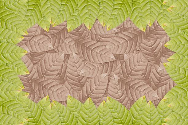 green leaves on brown leaves pattern illustration background