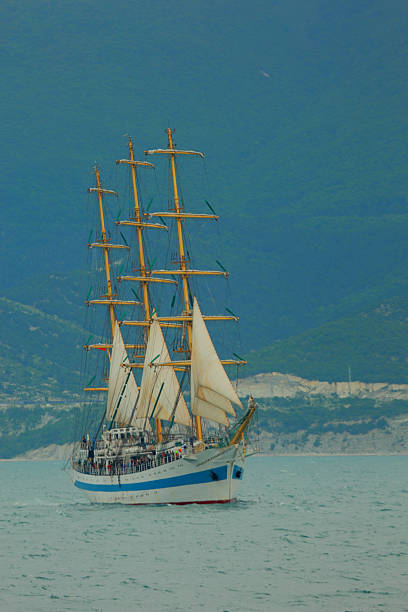 istock beautiful sailing ship goes to sea 493978793