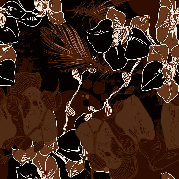orientalische hintergrund mit blumen und federn - flower floral pattern spring computer graphic stock-grafiken, -clipart, -cartoons und -symbole