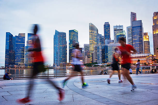running singapur - singapore city stock-fotos und bilder