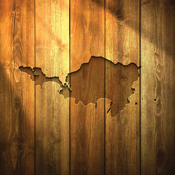 Vector illustration of Sint Maarten Map on lit Wooden Background