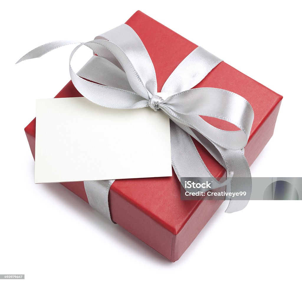 Caja de regalo con tarjeta en blanco - Foto de stock de Carta - Naipe libre de derechos