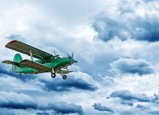 istock Retro style picture of the biplane. 493980462