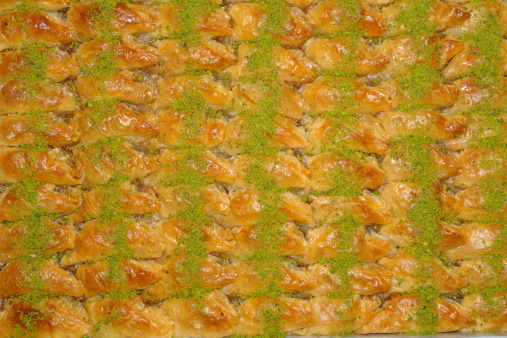 Full frame turkish baklava image. Traditional food culture of middle east.